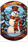 GUAIEUW Winter Stained Glass Snowman Diamond Painting Kits 5D Full Round Diamond Painting Art, Season Theme Canvas HD Picture DIY Diamond Dot Painting, Home Wall Decor Gift 12x18 Inch
