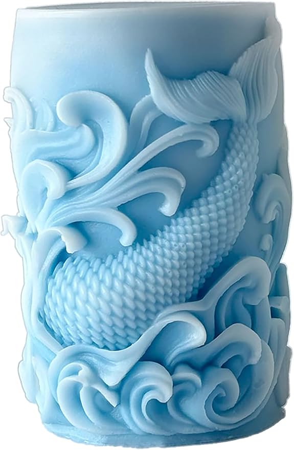 Ocean Animal Cylinder Candle & Resin Mold - Resin Casting Silicone Molds for Home Decor & Candle Making Wave Spiral Mold