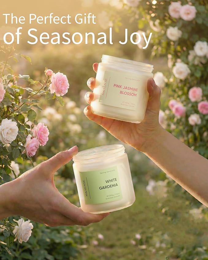 M&SENSE Eucalyptus Sage Scented Candle, 2-Wick, Natural Soy Wax, Non Toxic, 70-Hour Long Lasting Burn, 11.6oz, Spring Cleaning Candles, Fresh & Clean Scent for Home, Relaxation Gifts