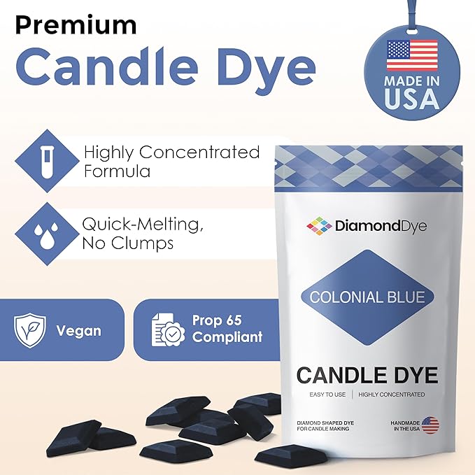 Colonial Blue Candle Dye - Made in The USA - Premium Colorants - Highly Concentrated - Popular Colors for Paraffin or Soy Wax - Great for Professionals or Hobbyist - 25 Dye Chips