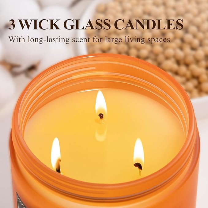 Auelife Winter Candles, Fir & Cedarwood Scented Candle – 22oz Large 3-Wick Soy Candles, Long Lasting Aromatherapy, Woodsy Christmas Candle, Holiday Gift for Women & Men