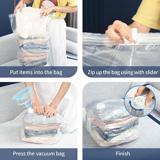 Vacuum Storage Bags, 10 Pack Jumbo Cube Bag (31.4 * 39.3 * 14.9 Inch), 80% Space Saver Extra Large Vacuum Seal Bags for Clothing, Comforters, Blankets, Bedding, Closet Organization Space Saving