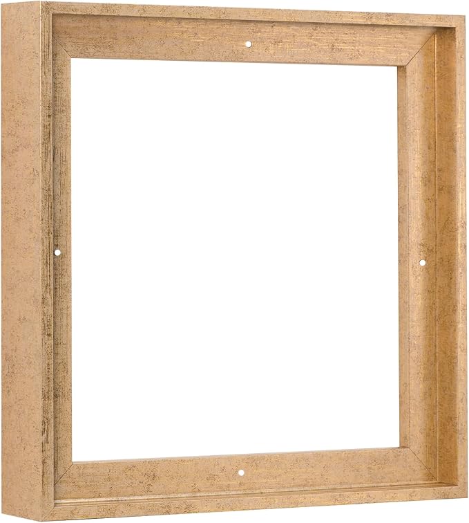 Pixy Canvas Floater Frame 34x34 for 1-1/2 (1.5) inch Deep Canvas Paintings/Canvas Prints/Wood Canvas Panels/Wall Art/Wall Decor/Home Decor/Artwork (Scratched Gold & Cream, 34 x 34 inch, Square)