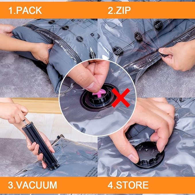 GONGSHI Vacuum Storage Bags, Space Saver Seal Bags For Clothing, Blankets, Comforters, Pillows, Clothes Storage,Travel Luggage.10 M