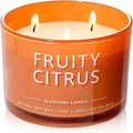 Fruity Citrus Scented Candle, Luxury Large 3 Wick Soy Candle 12 Oz, 60+ Hour Long Lasting Clean Burn, Elegant Aromatherapy Home Decor, Housewarming & Birthday Gift for Women & Men