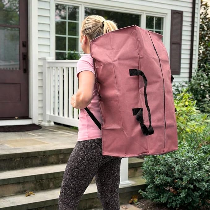 DURASACK Heavy Duty Moving Bag Storage Container Duffle Bag with Zipper, Reinforced Carry Straps and Backpack Straps, Made of Rugged Woven Polypropylene, Pack of 4, Mauve