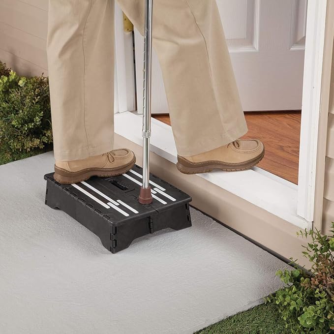 Miles Kimball Fox Valley Traders Portable Help Step, 16” W x 12” D x 4” Tall – Folds to Small Size for Storage, Non-Slip Rubber Step Surface for Safety, Durable Plastic Construction Supports 300 Lbs.
