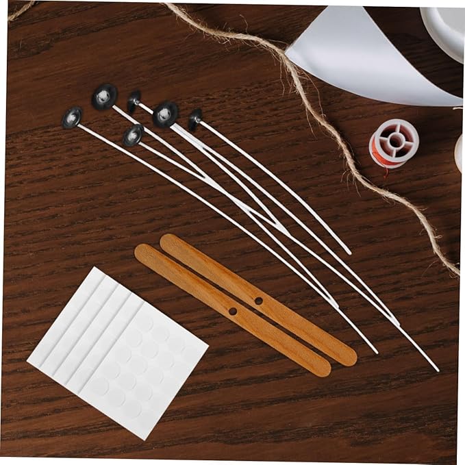 Veemoon 1set Candle Making Kit Candle Wicks Holders and Stickers for Home Birthdays and Parties