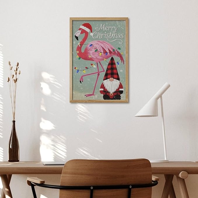 AIVKIEJK Diamond Painting Kits for Adults - Festive Flamingo Christmas Santa Hat Painting DIY 5D Full Drill Diamond Dots Paintings with Diamonds Gem Art and Crafts Home Decor 8"x12"