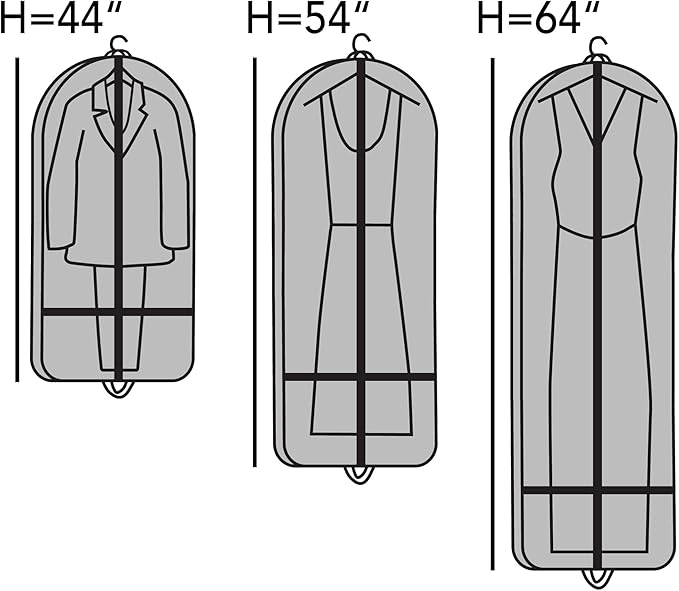 Covermates Keepsakes Garment Bag Set for Closet Storage and Travel – Breathable Suit and Dress Bags with ID Window and Carrying Handles – Heavy-Duty Hanging Wardrobe Protection Set, Grey