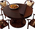 Wood Grain Round Table Protector 48/52/42/54/36 inch, Waterproof PU Leather Table Mat, Heat Resistant Circular Dining Table Pad for Kitchen, Coffee Table, Office Desk,(Coffee,39in)