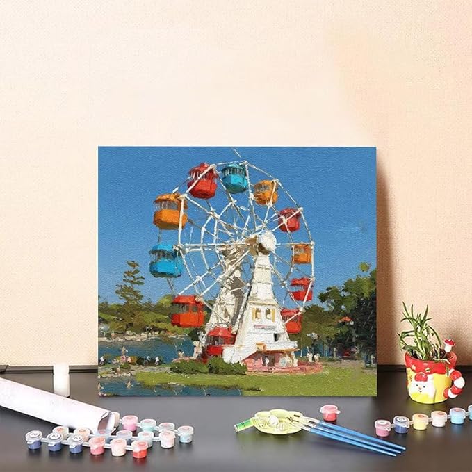 Paint by Numbers Kit for Adults Playground Paint by Numbers Tree DIY Crafts for Adults Canvas Paintings Kits, Hobbies for Women Art With Accessories for Home Wall Decor 20x20inch Without Frame L-66B3
