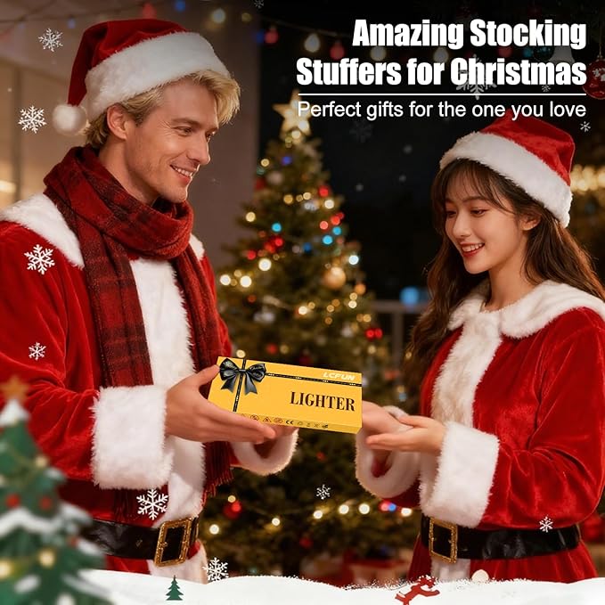 LcFun 2 Pack Candle Lighter, Christmas Stocking Stuffers Gifts for Women Mom Men, Electric USB Rechargeable Plasma Arc Lighter with Safety Lock, Windproof Flameless Long Lighters for Candle, Grill