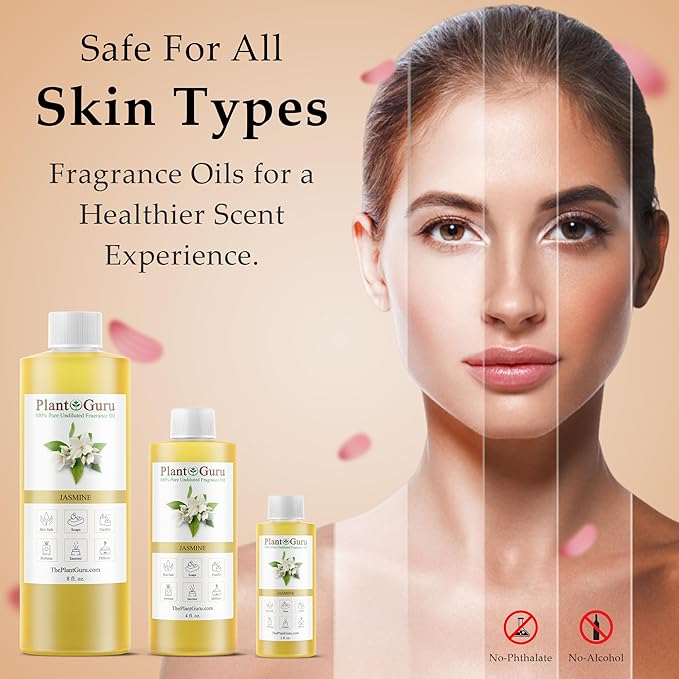 Jasmine Fragrance Oil 4 fl. oz. Scented Oil for DIY Soap Making, Candles, Bath Bombs, Body Butters. Used in Aromatherapy Diffusers, Burners and Warmers. Great Addition to Lotions and Creams.