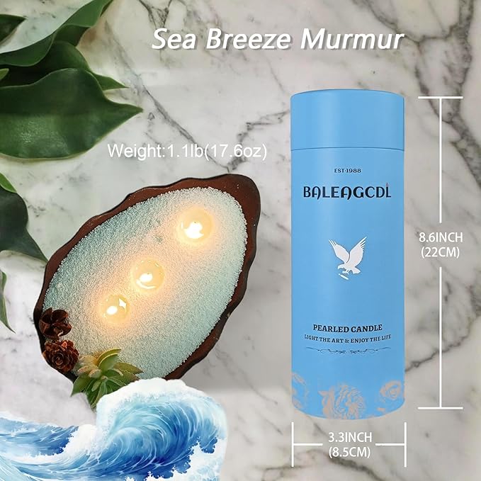 Pearled Candles with 30 Wicks -18 Oz YUKCAXDLS Sea Breeze Murmur Scented DIY Pearleds Wax Refillable for Making Lasts up to 100+ Hours of Steady Burn Smokeless - Blue