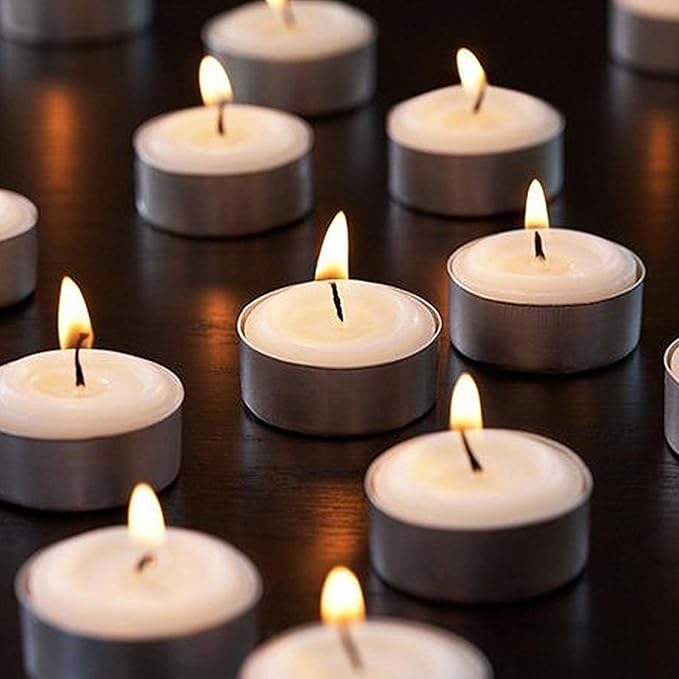 Zion Judaica Tealight Candles Unscented 100 Pack – 6 Hour Long Lasting, Smokeless, Dripless, Clean Burn – Tea Lights for Home, Religious, Ambiance, Shabbat, Camping, Food Warming