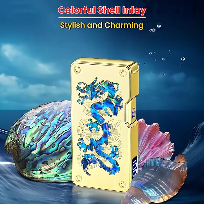 Smart Butane Lighter with 5 Ignition Methods, Voice-Activated Dual Flame Lighter with Windproof Blue Torch and Soft Flame Options, Rechargeable and Refillable Lighters (Without Fuel) (Platinum)