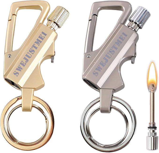 2Pcs Permanent Match Infinity Lighter with Multitool Keychain Bottle Opener