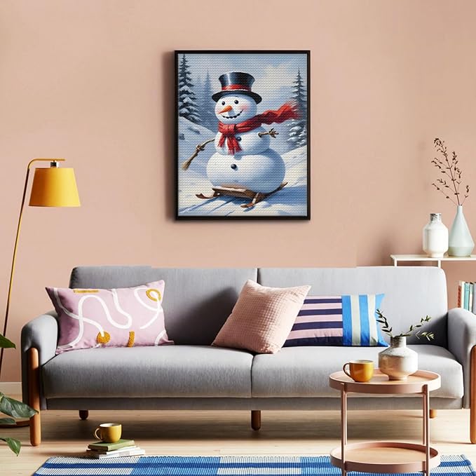QZOTRXI 5D Christmas Diamond Painting Kits for Adults,Snowman Sledding Winter Diamond Art Kits for Beginners, DIY Winter Full Round Drill Paint by Diamonds for Home Wall Decor 10x12 Inch