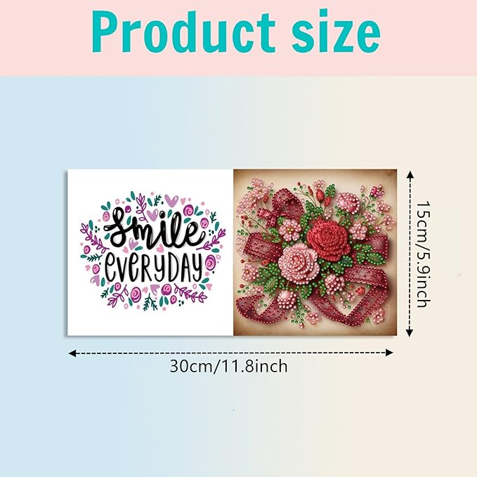 DoxQcs 5D Diamond Art Painting Greeting Cards Kit, DIY Cards for Blessings Congratulations Gifts, Greeting Card Set for Birthday Thanksgiving Day Christmas Halloween-Bouquet-1