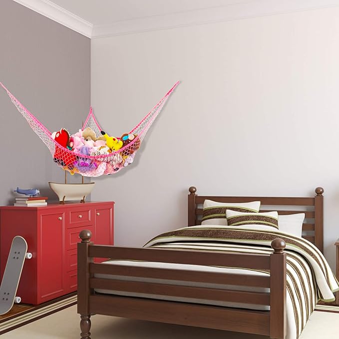 Toy Hammock, Stuffed Animals and Toy Storage Hammock Net, 70" Jumbo Wall Sling Corner Extra Large Kids Children Mesh Toy Net Organizer