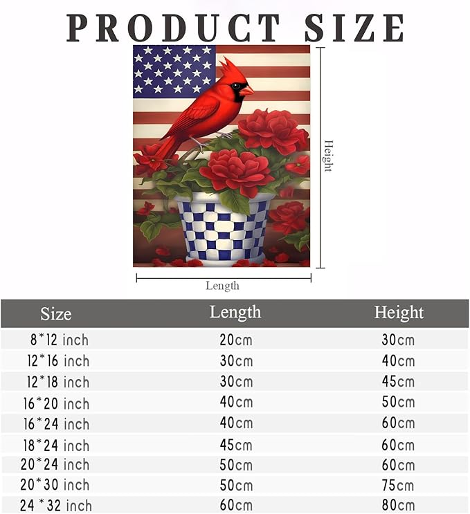 GUAIEUW Flowerpot Red Bird Flag Diamond Painting Kit for Adults, Full Round Diamond Cardinal Bird 5D Diamond Painting DIY Art Crafts for Winter Home Wall Decor Holiday Gift 20x30 Inch