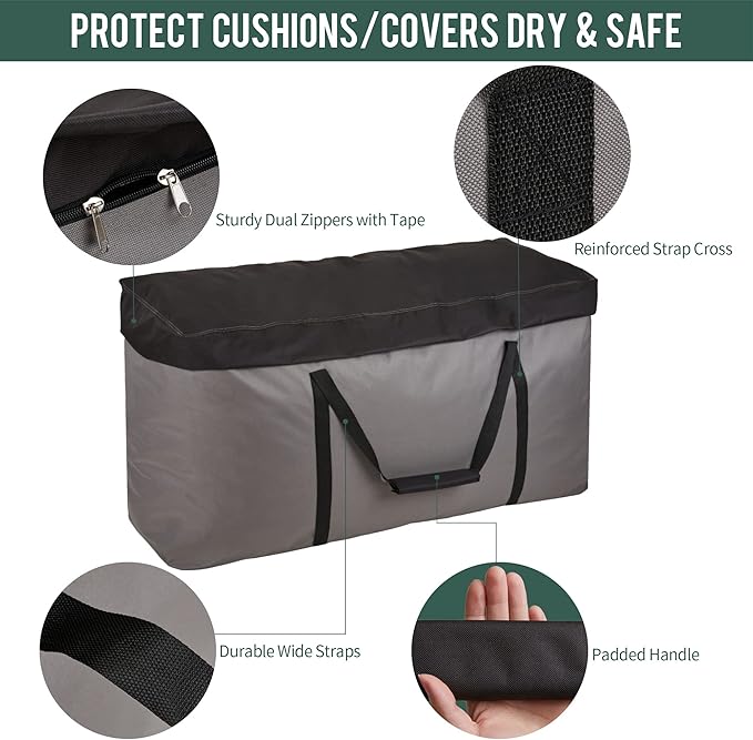 Rachmi Cushion Storage Bag (152 Gal) 60 Inch with Zipper & Padded Handle, Outdoor Oversized Heavy Duty 600D Water-resistant Moving Bag, (60"Wx20"Dx29"H, Extra Large)