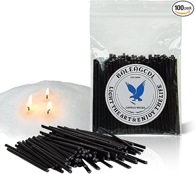 Pearled Candle Wick 2.2 Inch Black Cotton Wicks 100-Pack - Premium Metal-Free & Lead-Free Candle Wicks for Candle Making