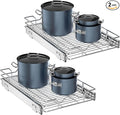OCG Pull Out Cabinet Organizer 2 Pack (12" W x 21" D), Pull out Shelves 1 Tier, Cabinet Slide Out Shelves for Base Cabinet Organization in Kitchen Bathroom Pantry, Bottom Mount, Chrome Finish