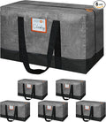 6 Pack Large Moving Bags, 115lb Capacity Heavy Duty Packing Bags with Internal Compression Straps, Storage Bag with Zippers and Strong Handles, Alternative to Moving Boxes -103L,Grey and Black