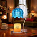 Candle Warmer Lamp with Timer, Dimmable Wax Melt Lamp for Large & Standard Jar Candles, Includes 2 GU10 Bulbs, Elegant Vintage Home Decor Gift for Women & Mom (A1-Blue Lotus)