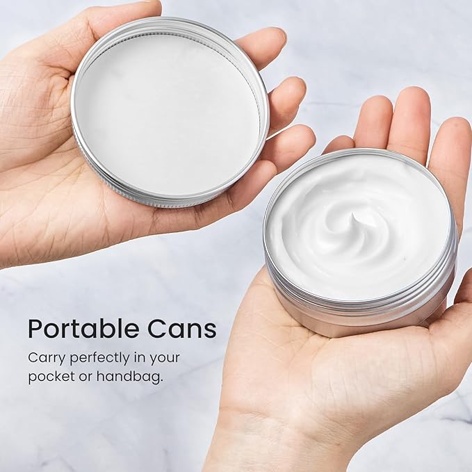 TUZAZO 24Pack 2 Oz Aluminum Tin Cans with Screw Lid and Labels, Refillable Travel Sized Cosmetic Containers Small Tins for Salves, Lotion Bars, Beard Balms, Candles