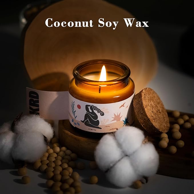 KRD Scented Candles Gift Set for Women, 6 Pack Strong Fragrance, 15.6oz Total (6x2.6oz), 120H Burn, Long Lasting Aromatherapy Soy Wax for Home Spa Relaxation
