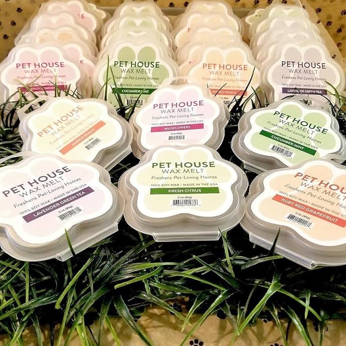 One Fur All Pet House Spring and Summer Wax Melts for Pet Odor, Natural, Plant Based Soy Wax Melts, Long Lasting Fragrance for Fresh Smelling Homes, Lemongrass
