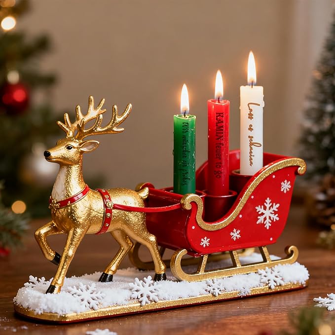 6 PCS Candle Tattoos Christmas, Christmas Tattoos for Candles, Santa, Reindeer, Snowflake, Xmas Tree Water Transfer Decals