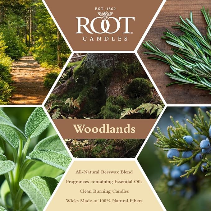 Root Candles Fall Scented Votive Candles Beeswax Blend Premium Handcrafted 20-Hour Votives, 18-Pack, Woodlands