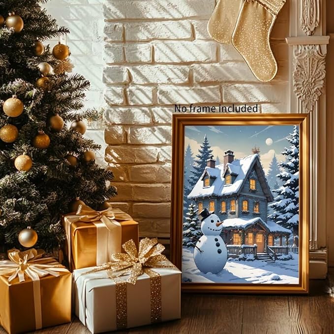 QZOTRXI Christmas Diamond Painting Kits for Adults DIY, 5D Snowman Winter Landscape Diamond Art for Beginners,Round Full Drill Paintings with Diamonds Gem Art for Home Wall Decor 8x10 Inch