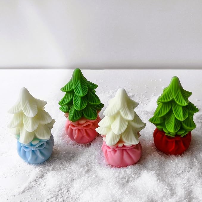 2 Pack Chrsitmas Tree Silicone Mold, Snowman Candle Mold for Soap Soy Wax DIY Handcraft, Gift Bag Resin Mold Gift Wedding Party Home Dinner Festive Days Car Christmas Decoration