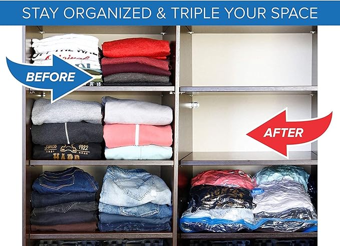 6 Pack Combo Premium Super Jumbo Vacuum Storage Space Saver Bags X3 (130X100cm) with Extra Large Vacuum Storage Space Saver Bags X3 (120X80cm)