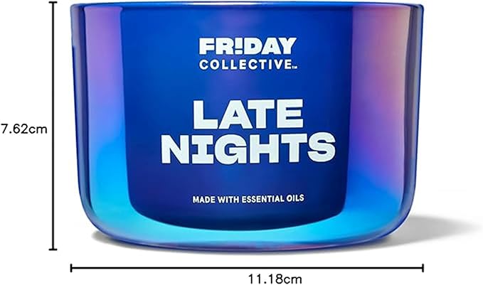 Friday Collective Late Nights Candle, Floral Scented, Made with Essential Oils, 3 Wicks, 13.5 oz (Pack of 2)