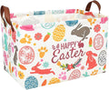 Easter Basket for Kid Large Empty Rectangular Cute Easter Gift Storage Basket Bunny Eggs Décor (Rabbit Bohemia)