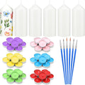 MTLEE 72 Pcs DIY Candle Painting Kit Include 6 Pcs 2"x 4" White Pillar Candles 60 Colored Tealight Candles and 6 Paint Brushes for Birthday Wedding Tea Party Crafts Centerpieces