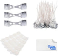 Candle Wick Bundle: 50 Candle Wicks, 50 Stickers and 3 Wick Holders - Easy Positioning - Wicks Coated With Natural Soy Wax, Cotton Threads Woven with Paper - Contains No Lead, Zinc or Other Metals