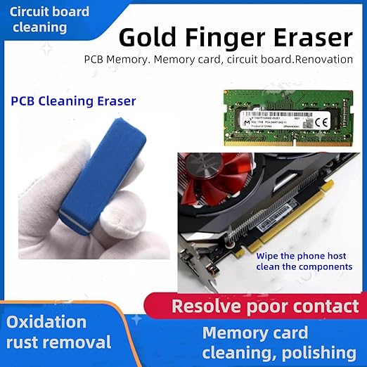 Circuit Board Cleaner.GPU Graphics Card Cleane Repair Conductive Contact.Effectively Remove Stains,Oxidation,Dust from Surface &Motherboard Connecting Finger.PCB Gold Finger Eraser Cleane 3Pcs
