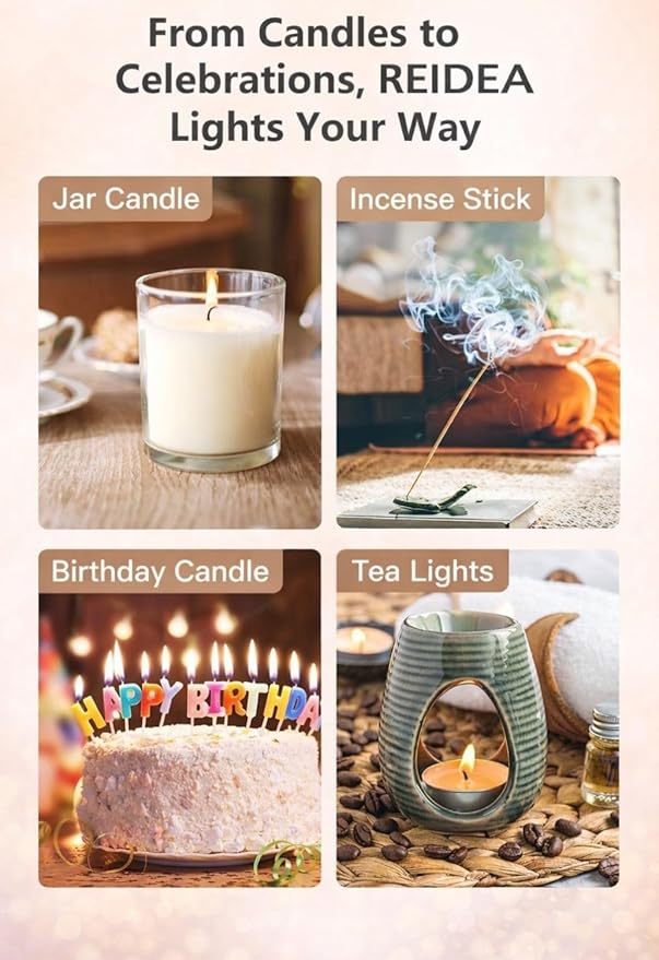 REIDEA 2 PCS Electronic Candle Lighter Arc Windproof Flameless USB Rechargeable Lighter with Safe Button for Home Kitchen (S4, Pitch Black)