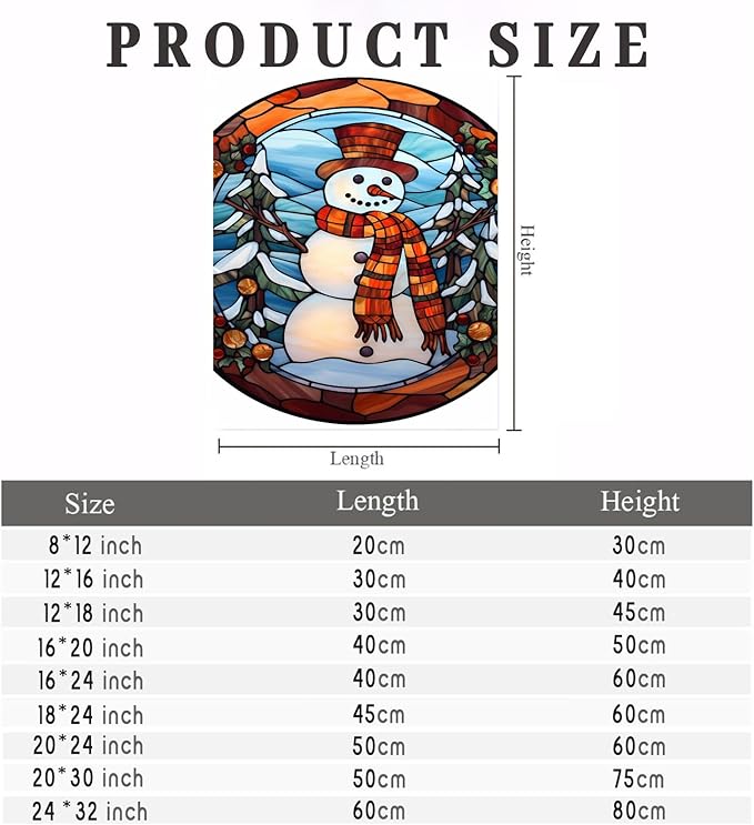 GUAIEUW Winter Stained Glass Snowman Diamond Painting Kits 5D Full Round Diamond Painting Art, Season Theme Canvas HD Picture DIY Diamond Dot Painting, Home Wall Decor Gift 12x18 Inch