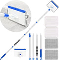 Baseboard Cleaner Tool with Handle, Wall Cleaner with Extendable Long Handle ,Door Frame Cleaning Tool Including 4 Reusable Cleaning Pads. Quick Clean Baseboard Cleaning, Ceiling and Wall.
