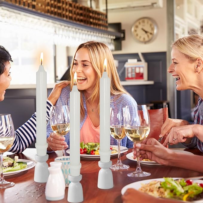 White Wedding Unscented Tapered Candle 8 inch Short Candle 4 PCS Smokeless Candlesticks Long-Burn for Home Dinner Wedding Party Decoration