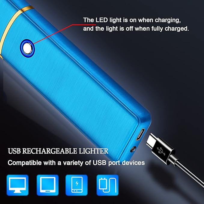 Electronic Lighter, Smart USB Rechargeable Lighter, Cool Electric Lighter Portable Dual Sided Ignition Windproof Flameless Lighter Lightweight Plasma Lighter for Indoor Outdoor(Frosted Black)