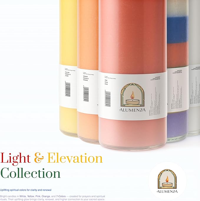 3 Pack 7 Color 7 Day Candles in Glass Jar – Paraffin Wax, Clean Burning Unscented | Large & Tall Devotional Prayer Pillar Candles for Home, Memorial, Spells, Long Lasting